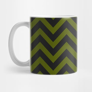 Black and Olive Green Chevron Zig Zag Mug